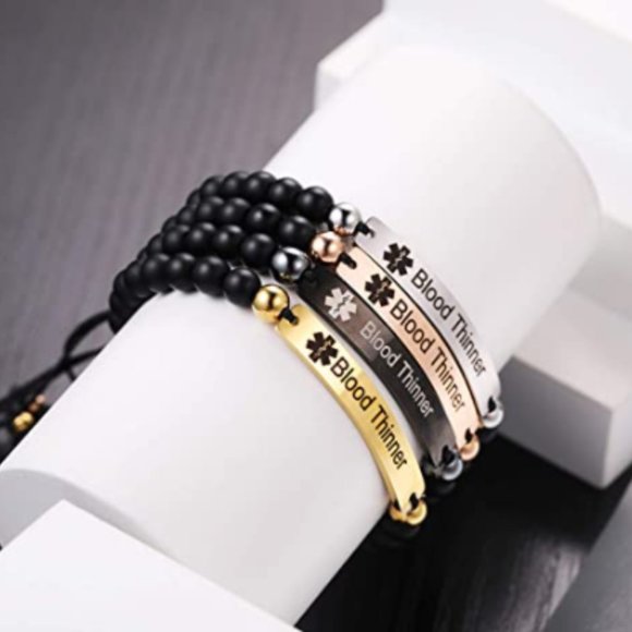 Blood Thinner Natural Stone Beaded Medical ID - Picture 3 of 7